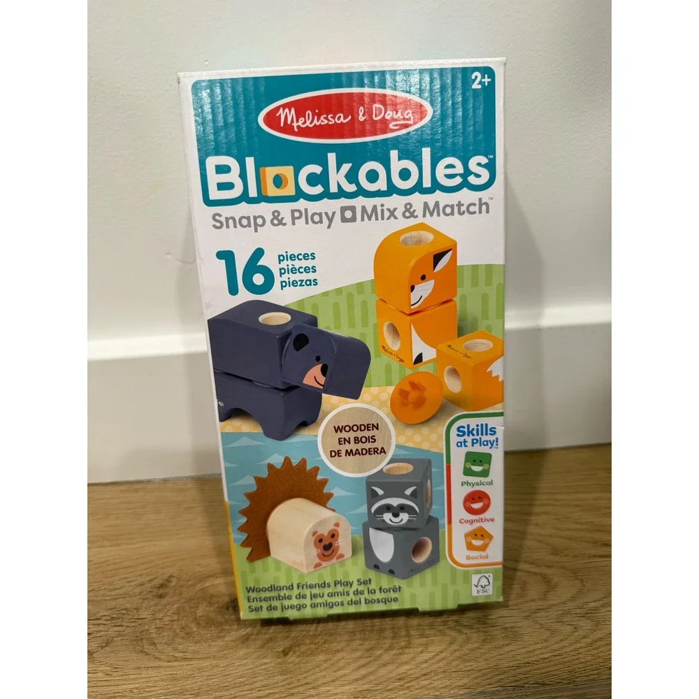 Kids wood toy blocks play sets 2 pack